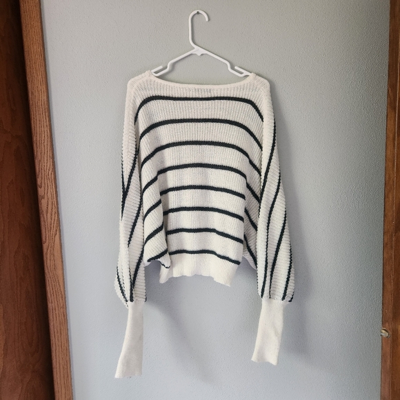 SHEIN White and Black Striped Crew Neck Sweater - Picture 5 of 8